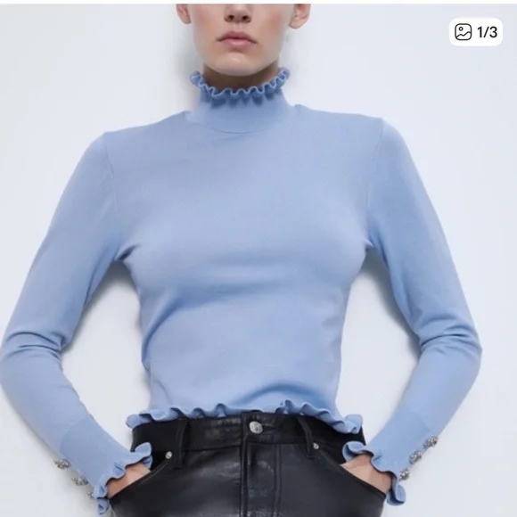 ZARA BLACK Jewel Button Knit Sweater - Picture 3 of 6